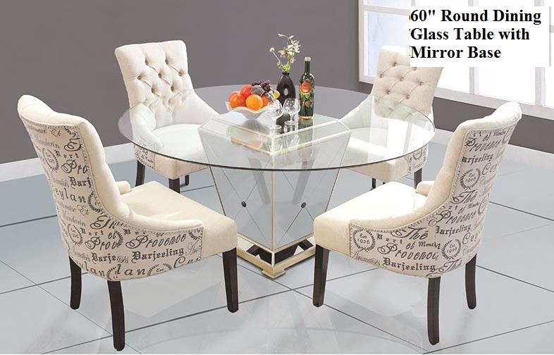 Round Dining Table with Mirror Base